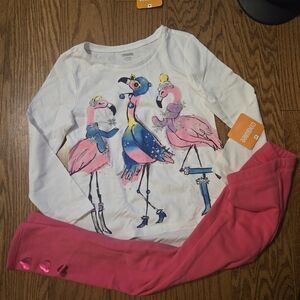 Gymboree Flamingo Warm And FuzzySet - White and Pink 5/6